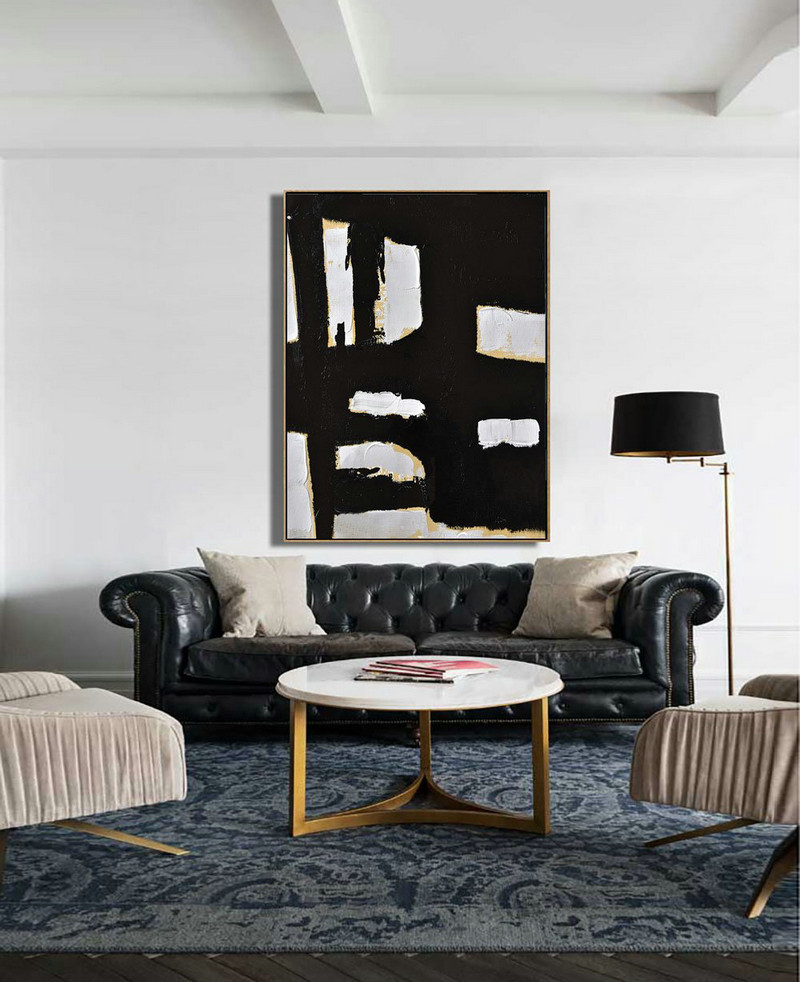 Original Abstract Painting Extra Large Canvas Art,Minimalist Painting On Canvas, Palette Knife Vertical Minimal Art - Large Wall Canvas